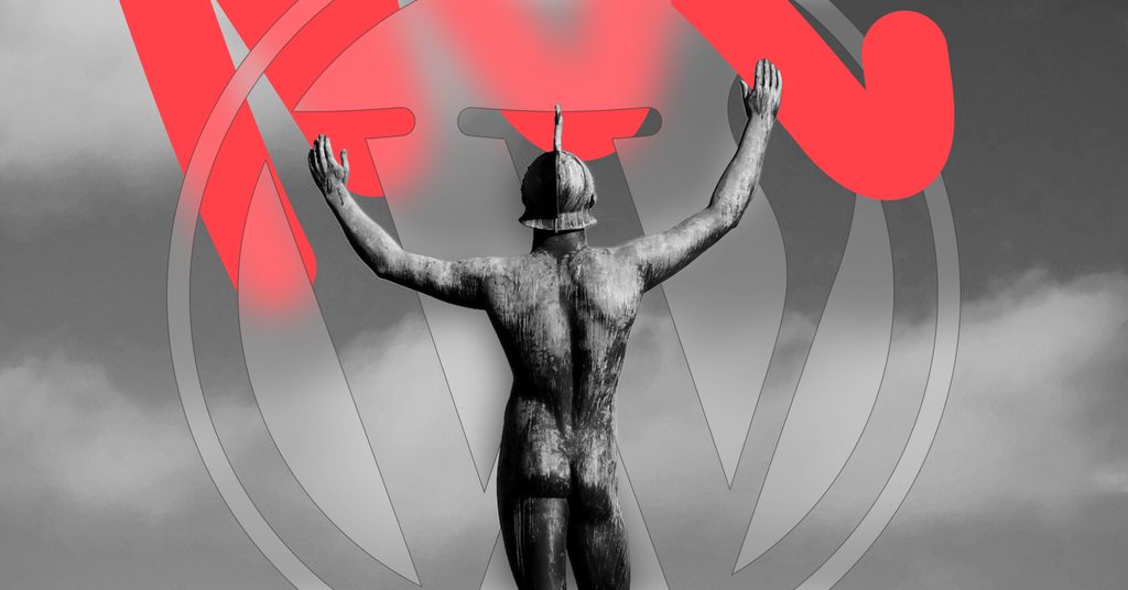 wordpress logo, statue