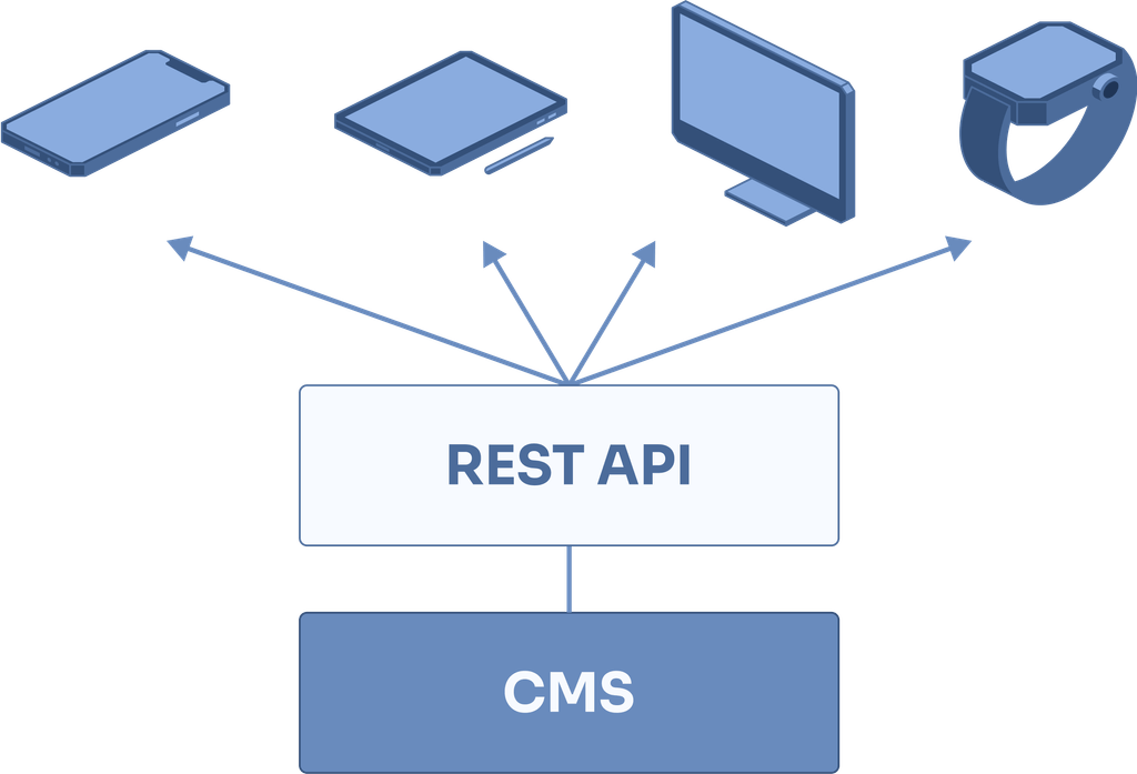 Chart displaying how the WordPress REST API interacts with a CMS