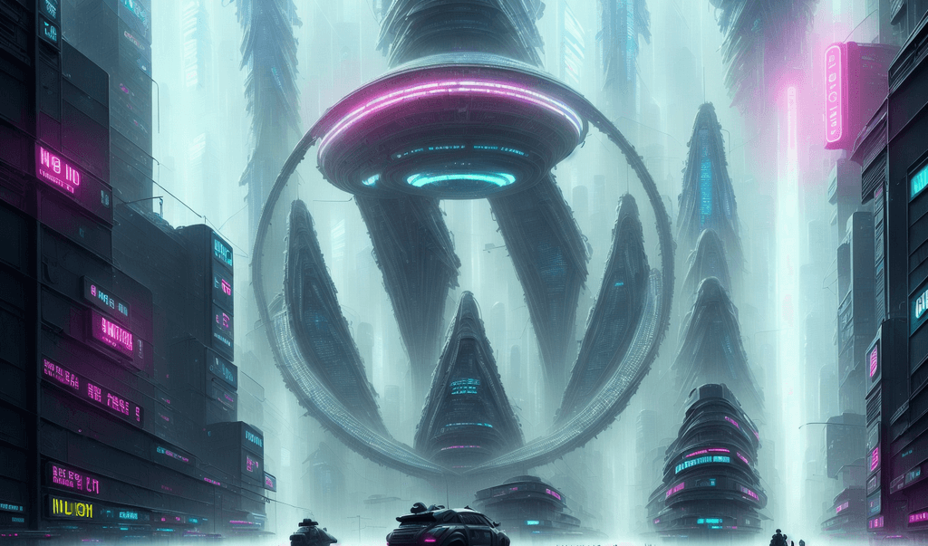 WordPress Wallpaper HD, 4k, iPhone, WordPress logo cyberpunk city