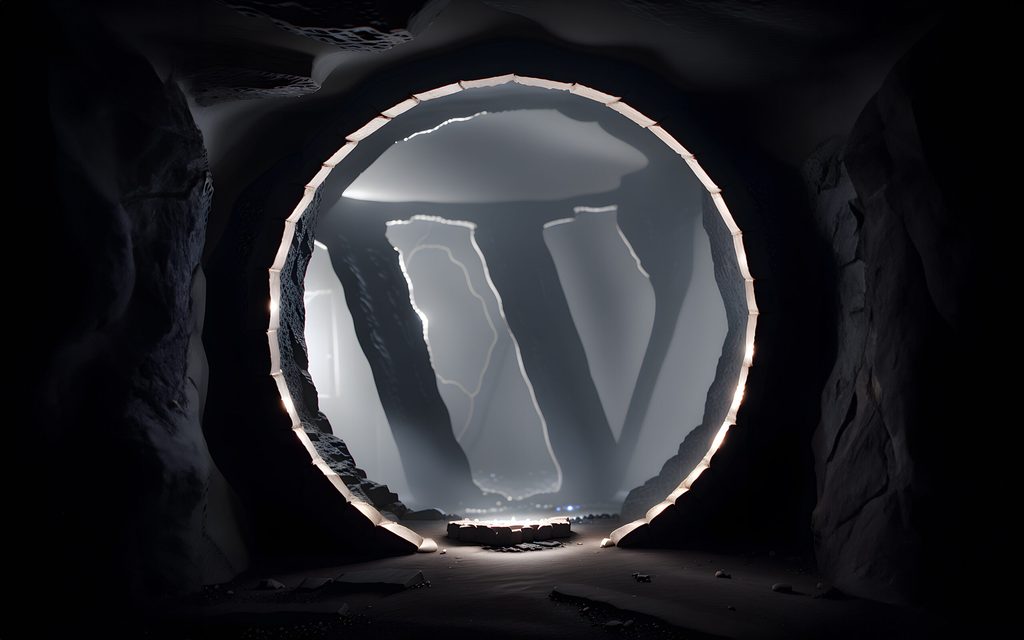 WordPress Halloween Wallpaper HD, 4k, WordPress logo dark cave