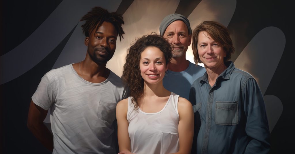 AI-generated image of four people smiling