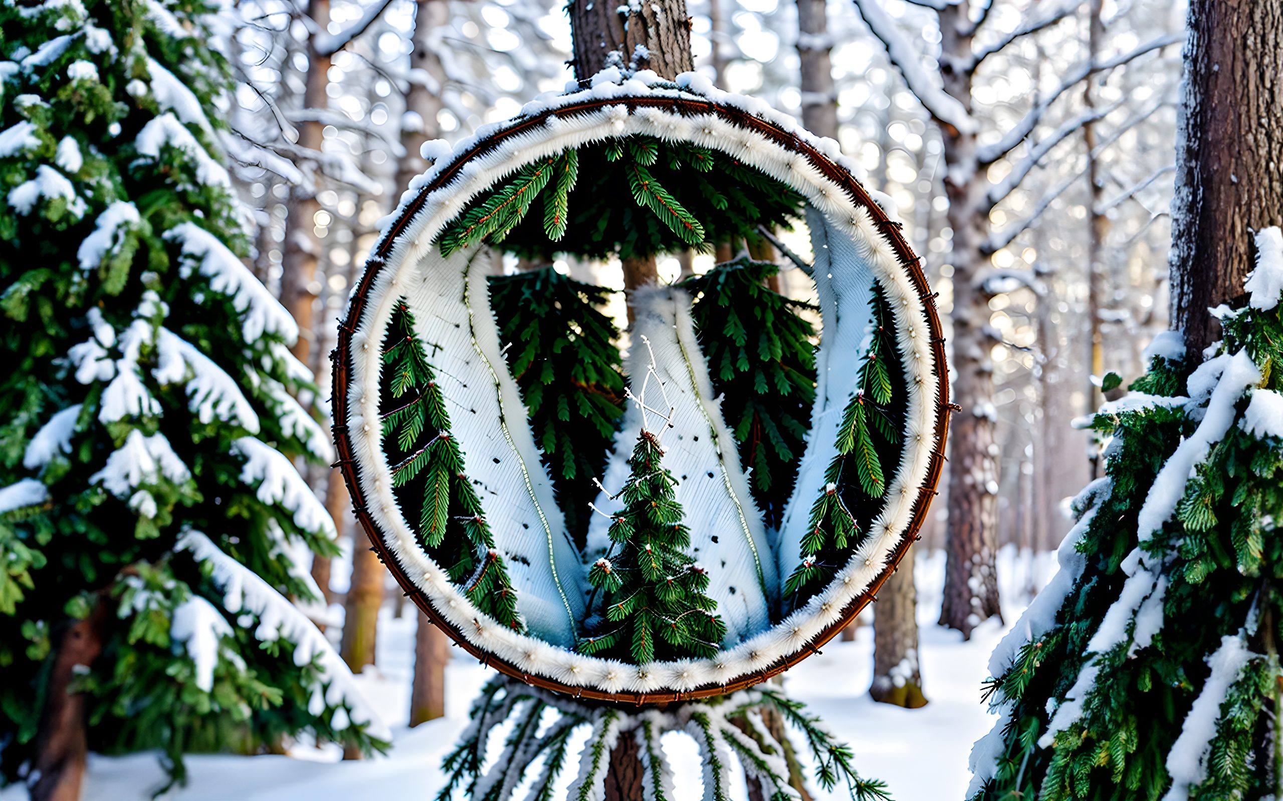 Christmas winter WordPress Wallpaper HD, 4k, 
WordPress logo snowy forest