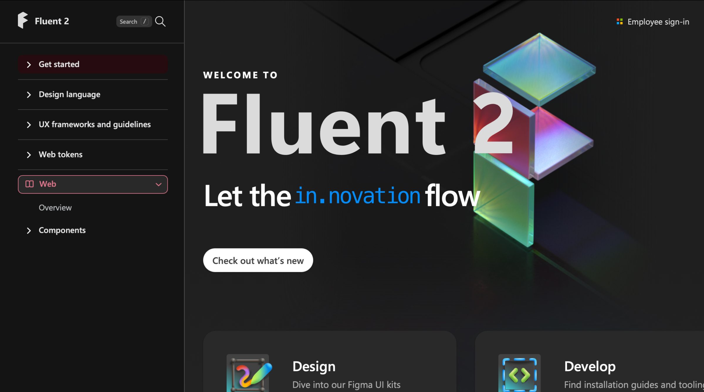 User interface of Microsoft's Fluent accessible design system